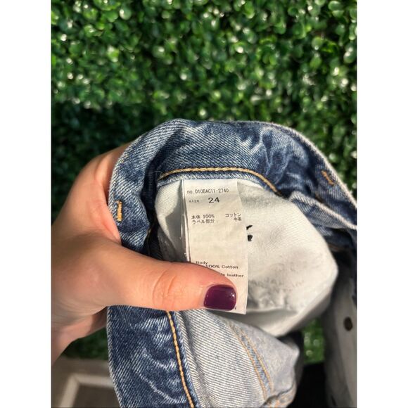 MOUSSY VINTAGE Distressed High Waist Button Closure Denim Jean Shorts Size 24 - Picture 5 of 5